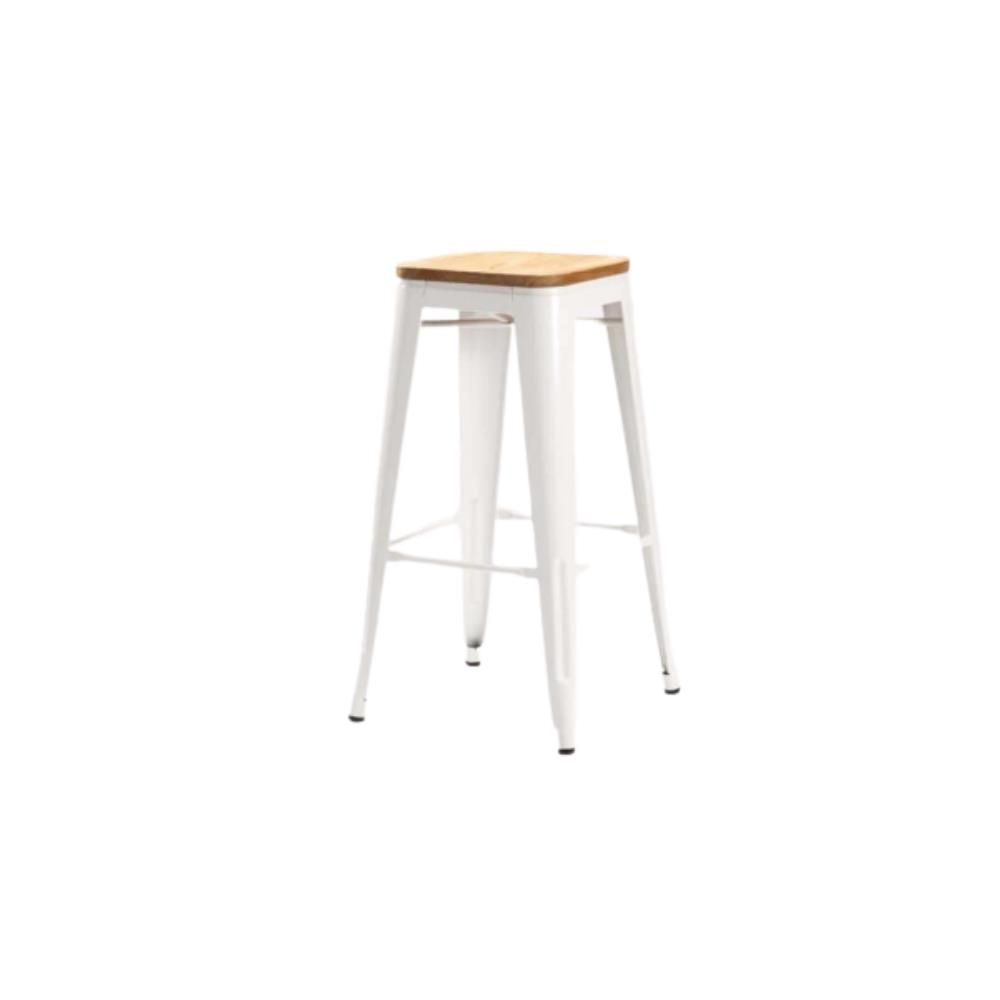 Bronx Barstool with Wood - White