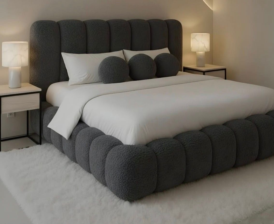 Funara Bubble Sleigh bed - Dark Grey - Fabric - King