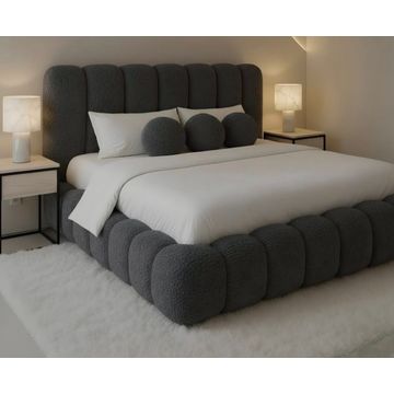 Funara Bubble Sleigh bed - Dark Grey - Fabric - King