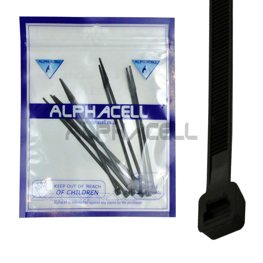 CABLE TIE - 150mmx3.6mm BLACK - 10 pack