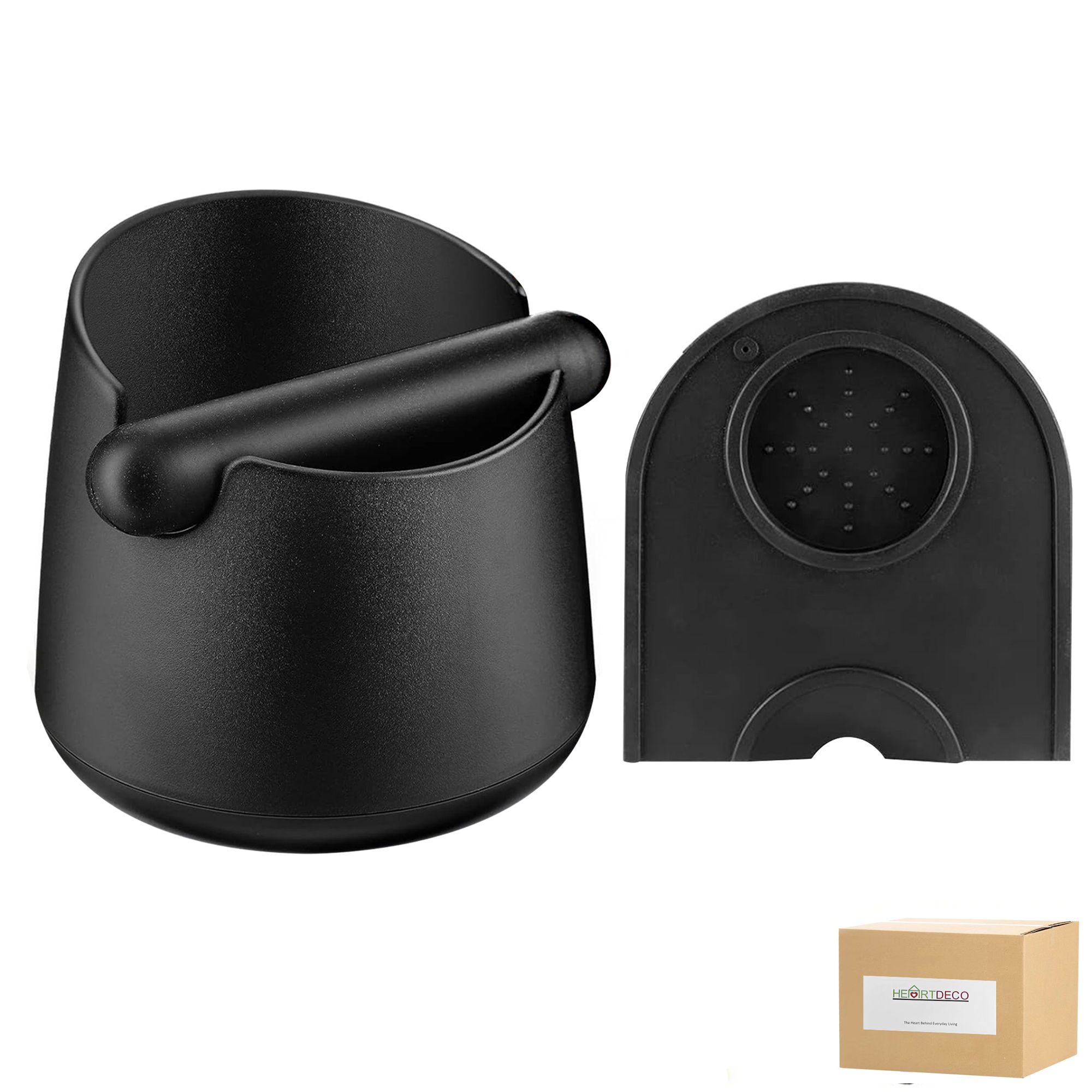 2Piece ABS Large Espresso Knock Box and Espresso Tamper Mat Set