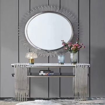 Prestige Home - Ellipse Silver  Console Table and Mirror Set