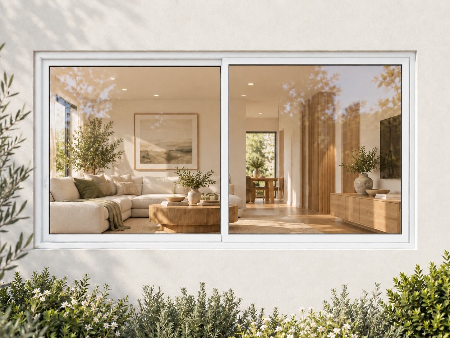 Kenzo Aluminium Sliding Window - White, 2100 1200 mm, Two Sliding Panels