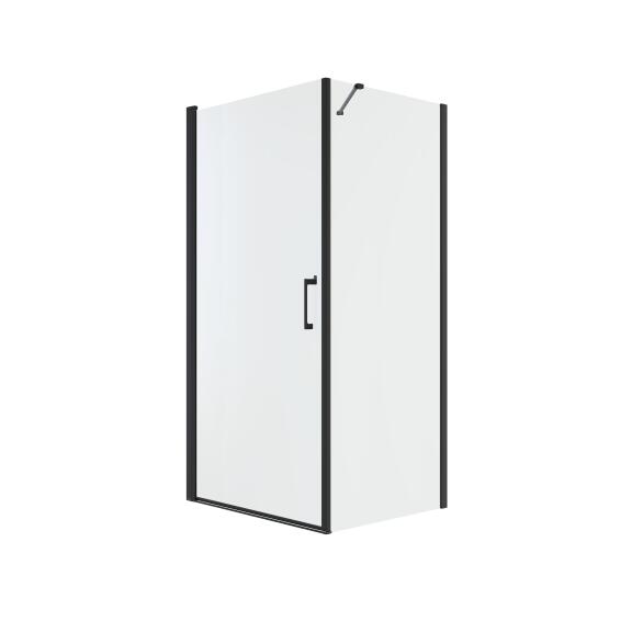 Shower Door Semi Frameless Pivot and Panel Remix Black with Clear Glass 80x100x195cm