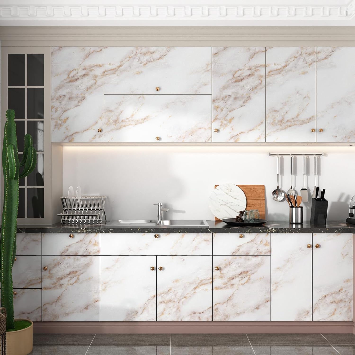 White and Copper Marble Contact Paper Vinyl