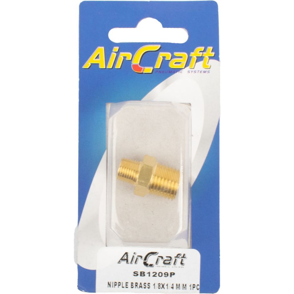 Aircraft - Nipple Brass 1/8 x 1/4 M/M 1 Piece Pack - 3 Pack