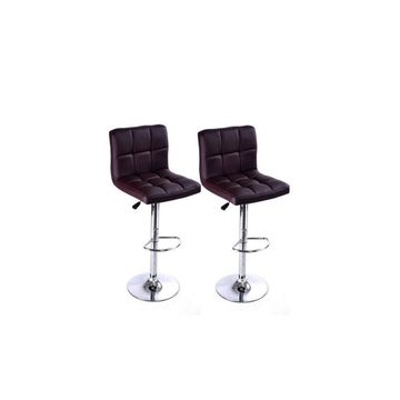 Black Faux Leather High Back Barstools with gear lift and Swivel function-Set of 2