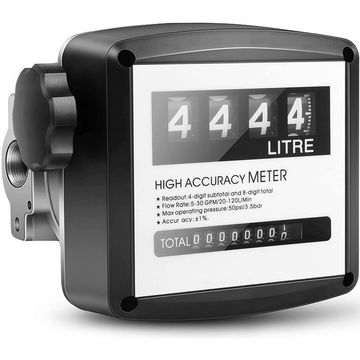 Flowbins Diesel Pump Flow Meter 4Digit Resettable and 8Digit Permanent Odometer 120lt/m