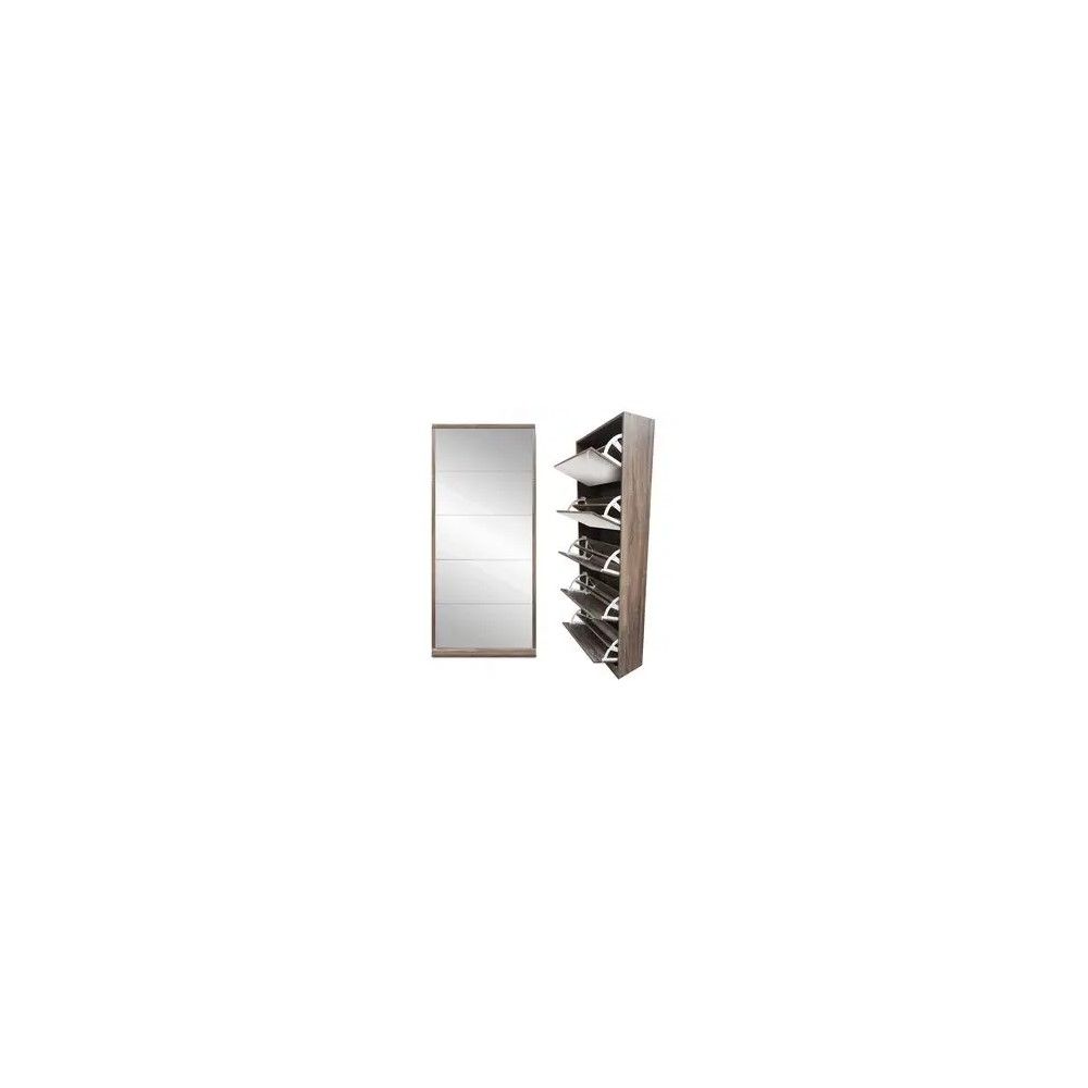 Alex Mirror Shoe Cabinet Brown