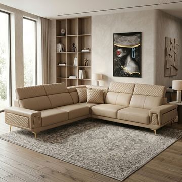 KC FURN-Luxe Comfort Bonded Leather Sectional Couch