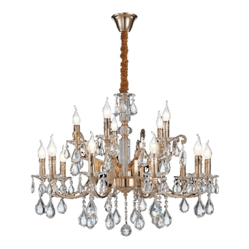Iron Clear Glass and Crystal Chandelier 15 x 60W SES