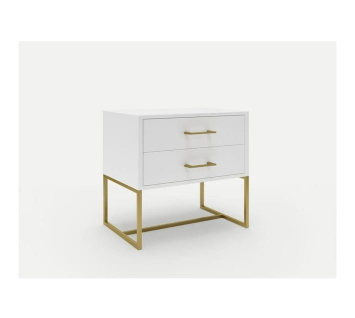 2 Drawer Pedestal-White and Gold