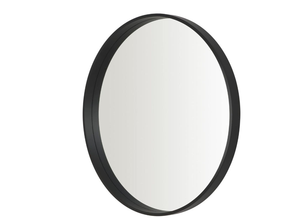 Wide Frame Round Wall Mounted Mirror - Black