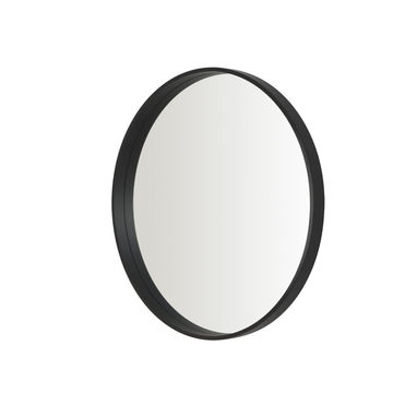 Wide Frame Round Wall Mounted Mirror - Black