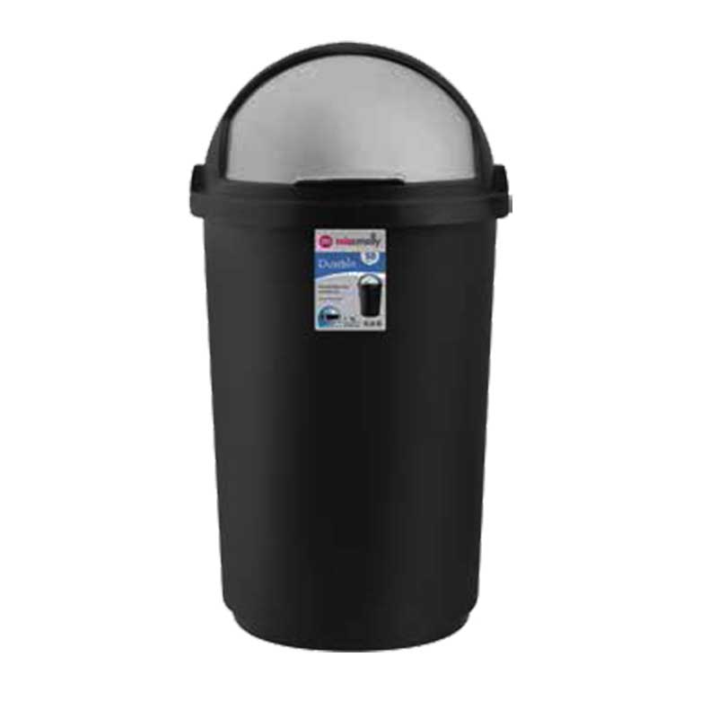 MISS MOLLY Refuse Bin Flip Top Silver & Black 50 LItre