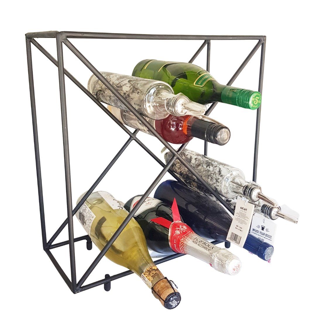 Lifespace 12 Bottle Matt Black Counter Top Wine Rack Bottle Holder