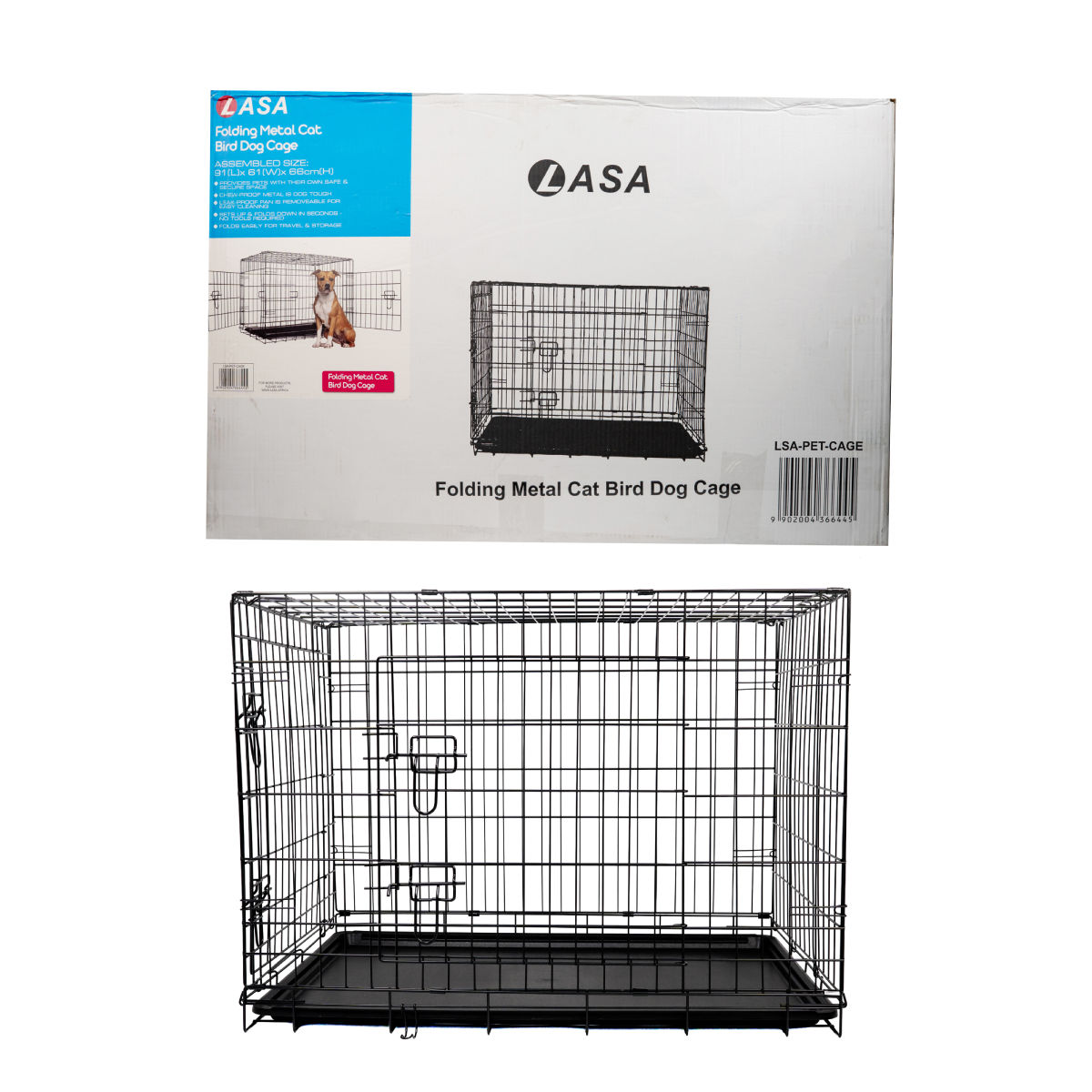 Folding Metal Cat Bird Dog Crate Pet Cage - Large