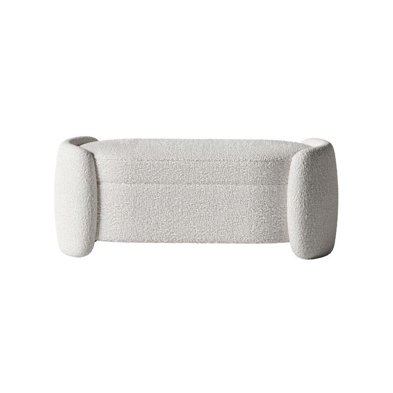 Ottoman, Oval Bedroom Storage Bench, 3D Lamb Fleece Fabric Bench, With Large Storage Space, Storage Bench