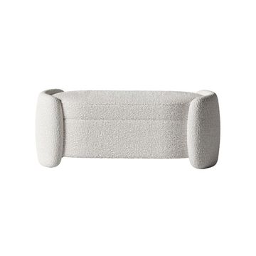 Ottoman, Oval Bedroom Storage Bench, 3D Lamb Fleece Fabric Bench, With Large Storage Space, Storage Bench