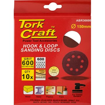 Sanding Disc 150Mm 600 Grit With Holes 10/Pk Hook And Loop