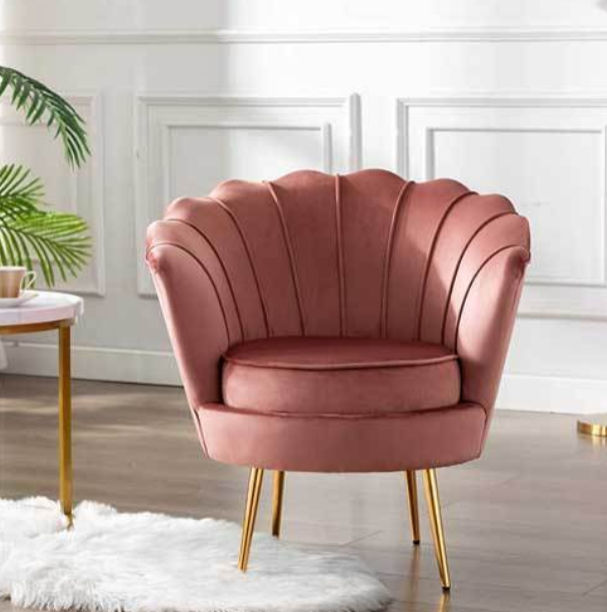 Tulip Velvet Single Seater Couch -Pink