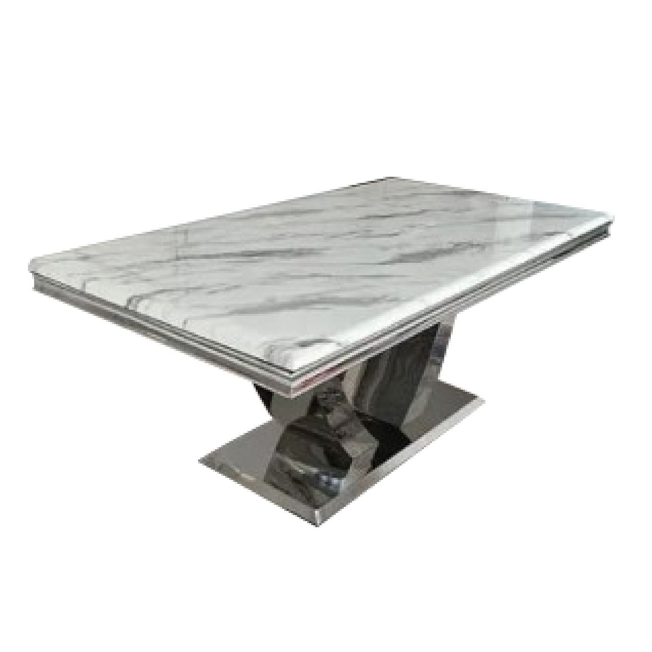 8 Seater Stainless Steel And Marble Dining Room Table