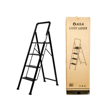 4 FOLDING STEP ALUMINUM STOOL WITH STEEL FRAME