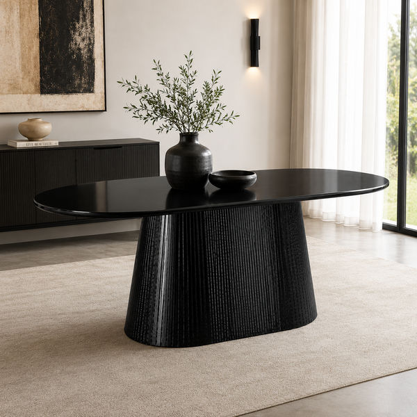 KC Furn - Varenna Oval Fluted Glass Top Dining Table