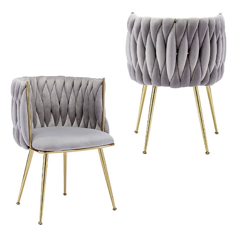 Angelique Dining Chairs With Metal Legs -Grey