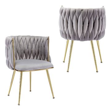 Angelique Dining Chairs With Metal Legs -Grey