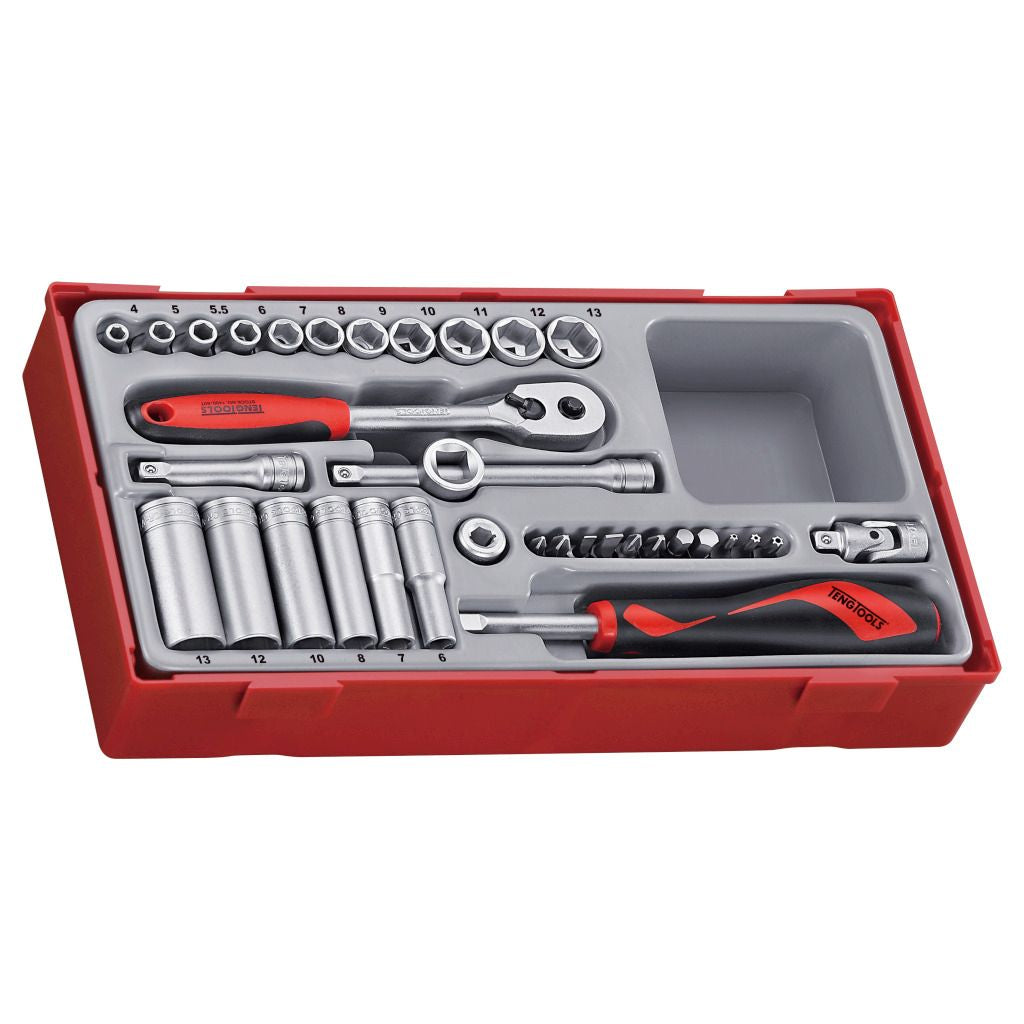 35PC 1/4inch Drive 6 point Socket Tray