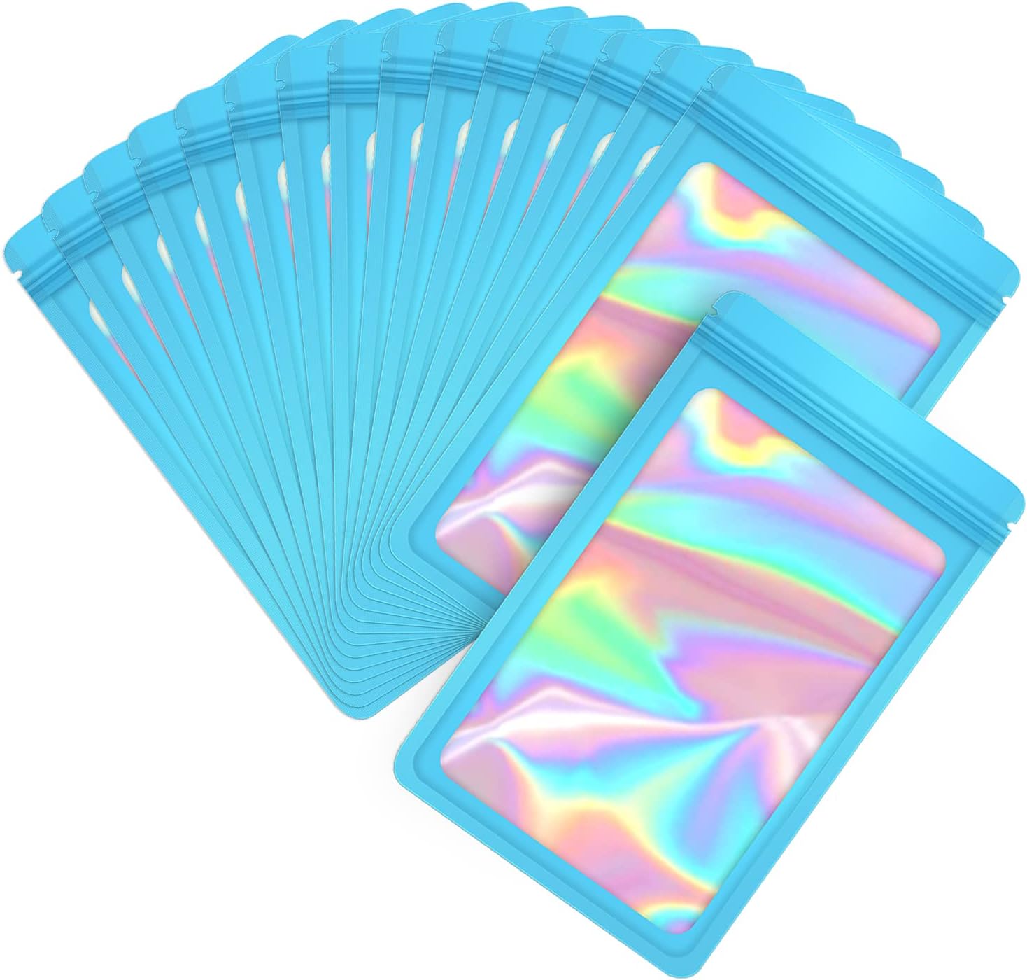 Resealable Holographic Gift Packaging Bags Florist Small Business - 100 qty - Blue