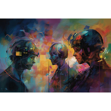 Canvas Wall Art - Abstract Figures Burst With Vibrant Colors - A1089 - [120 x 80 cm]