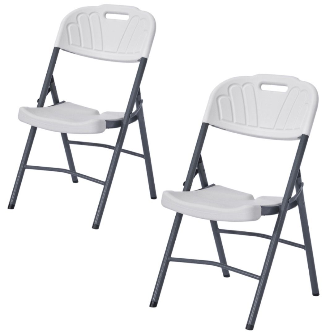KCW- 2 Pack Plastic Folding Chairs Comfortable Design Metal Frame for 150kg Load
