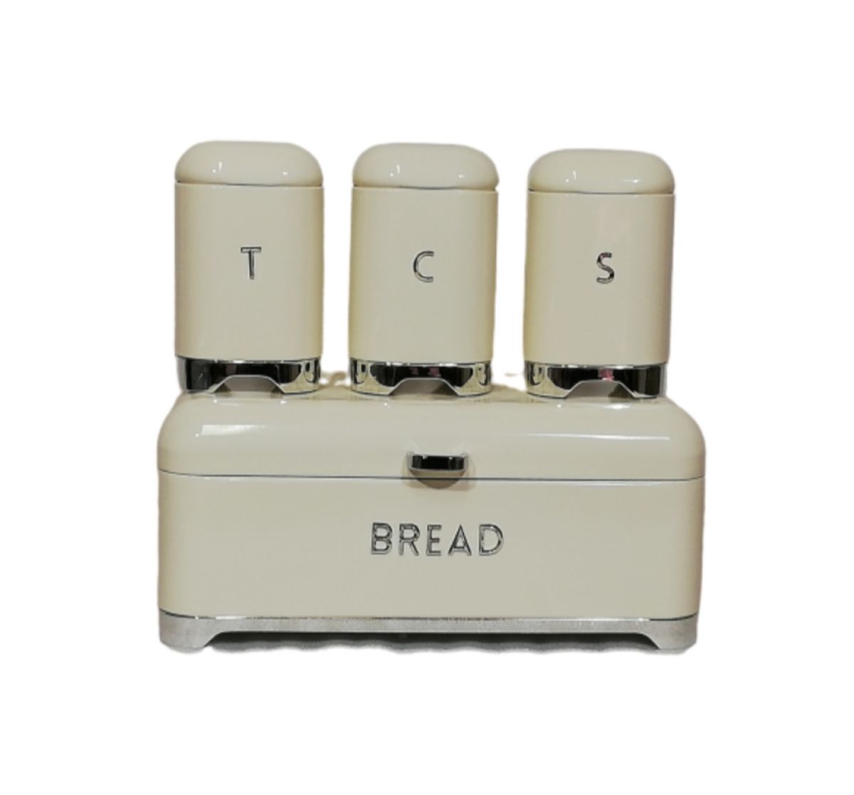 4pc Bread Bin And Canister Set - Cream