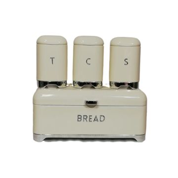 4pc Bread Bin And Canister Set - Cream