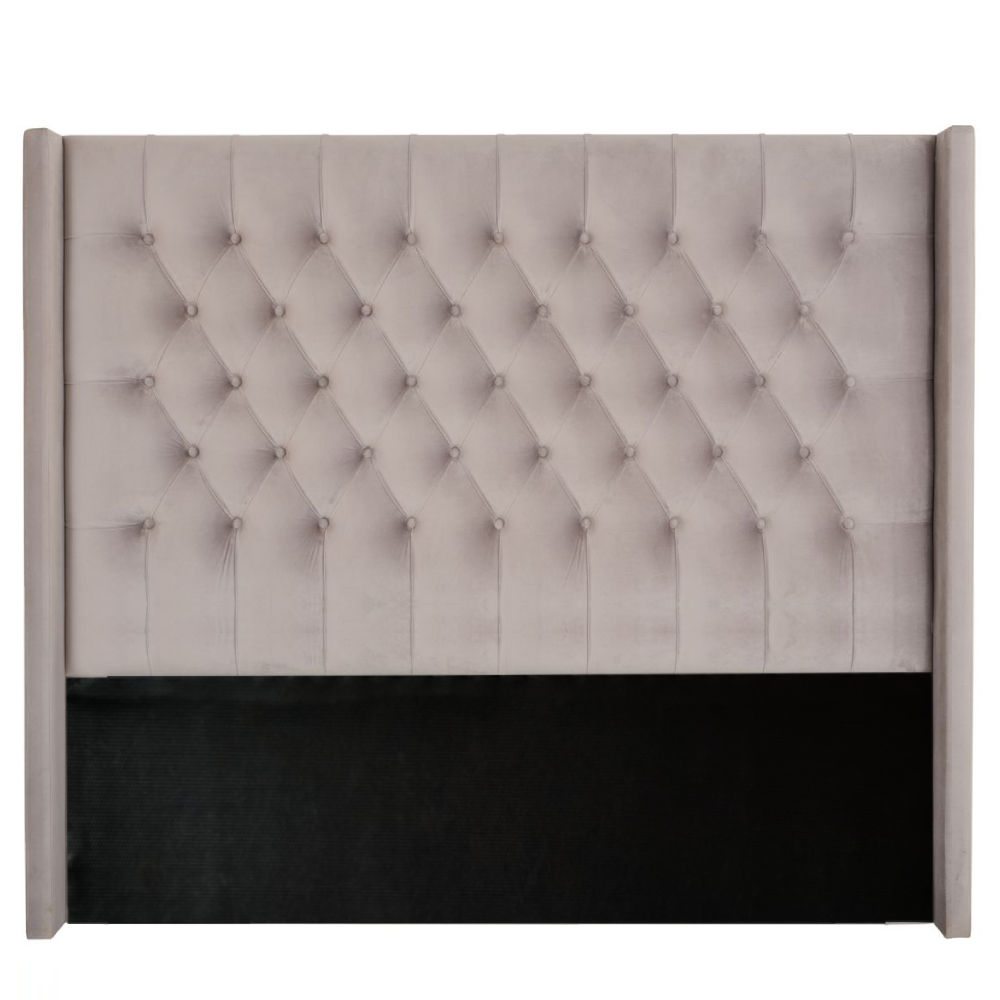 Nu Dekor - Diamante Velvet Paneled Tufted Headboard - Single - Grey