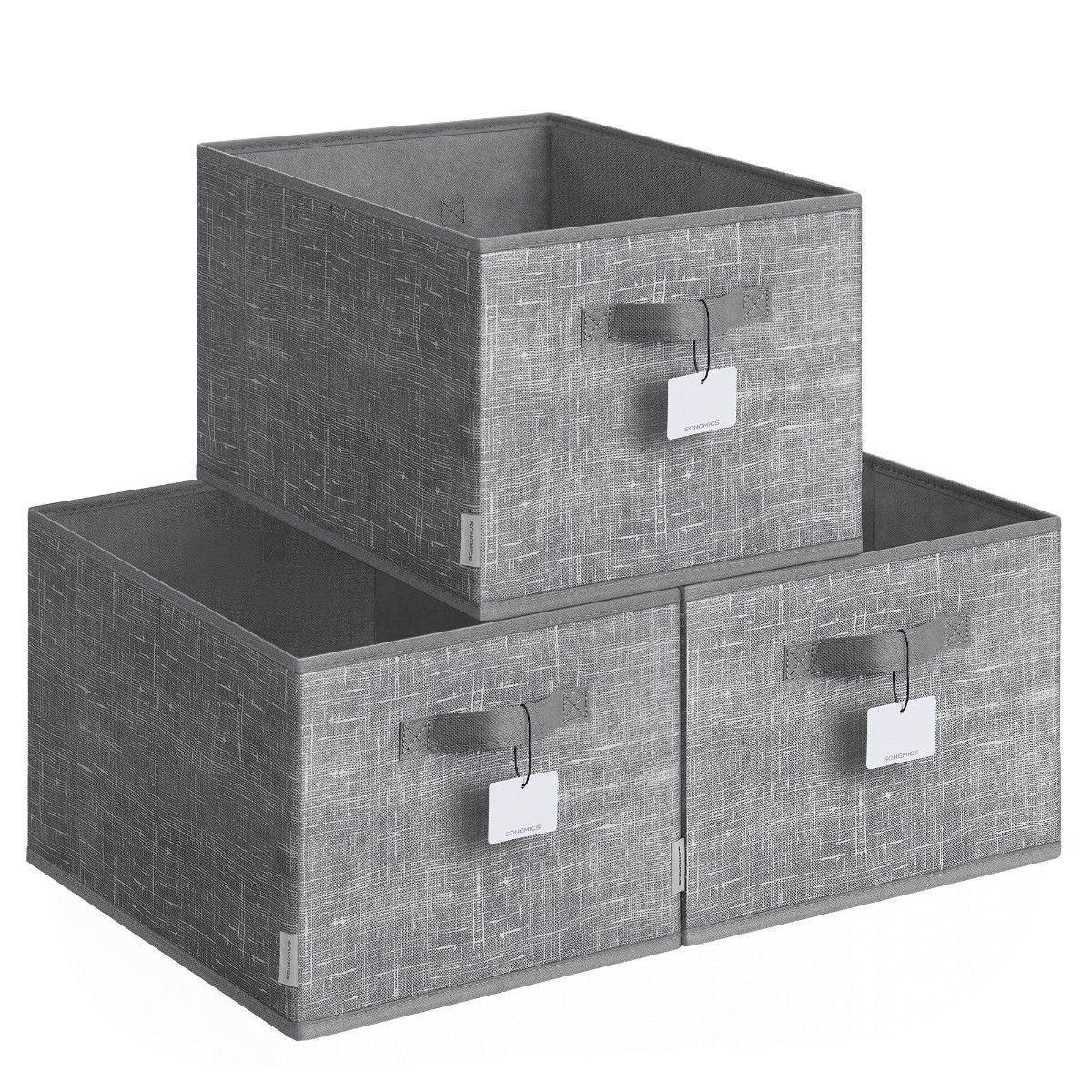 Songmics Storage Cubes Set Of 3 - Foldable Non-Woven Bins With Handles, Gray
