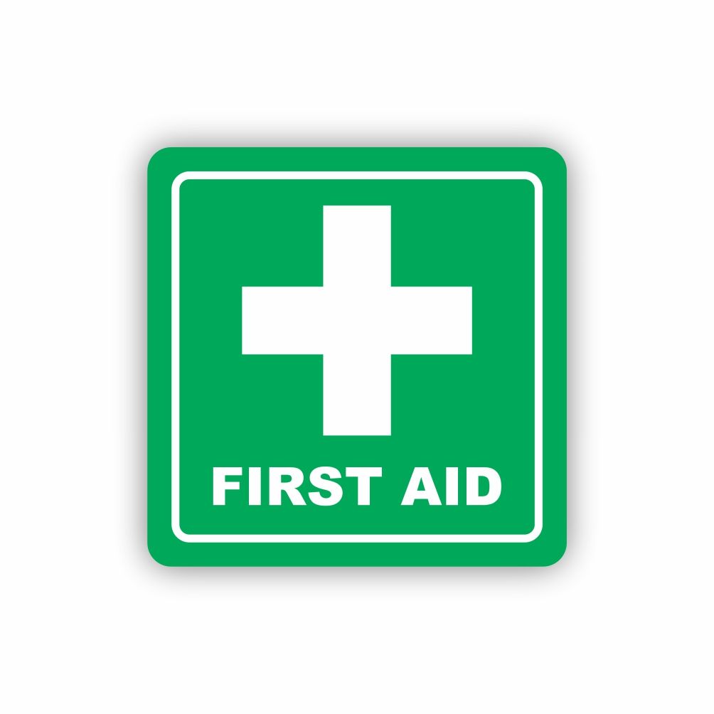 Green First Aid Symbolic Sign - Printed on White ACP (150 x 150mm)