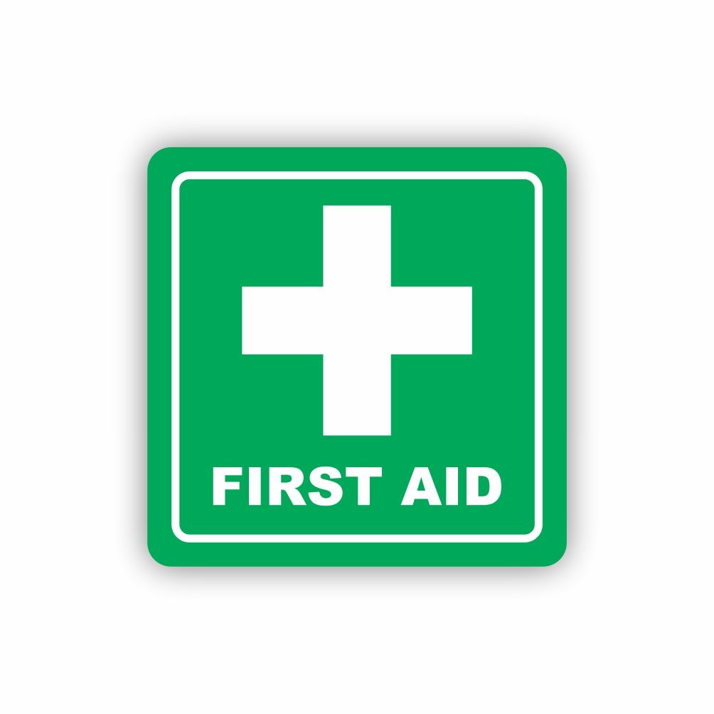 Green First Aid Symbolic Sign - Printed on White ACP (150 x 150mm ...