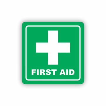 Green First Aid Symbolic Sign - Printed on White ACP (150 x 150mm)