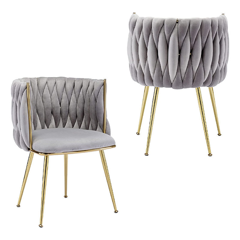 Angelique Dining Chairs With Metal Legs-Grey