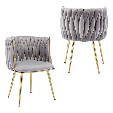 Angelique Dining Chairs With Metal Legs-Grey