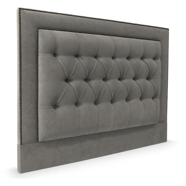 Penny Buttoned Headboard Queen Sepia