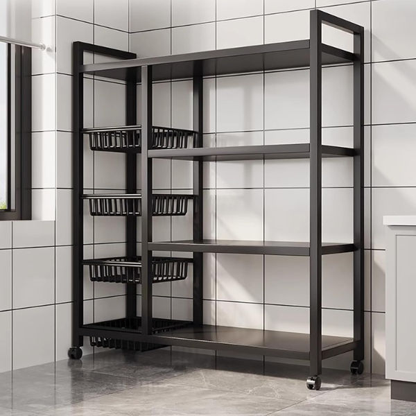 Steel Dish Drainer Kitchen Rack (Black)-120CM