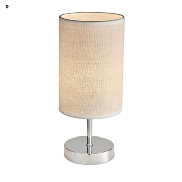 Polished Chrome Table Lamp with Hessian Fabric Shade