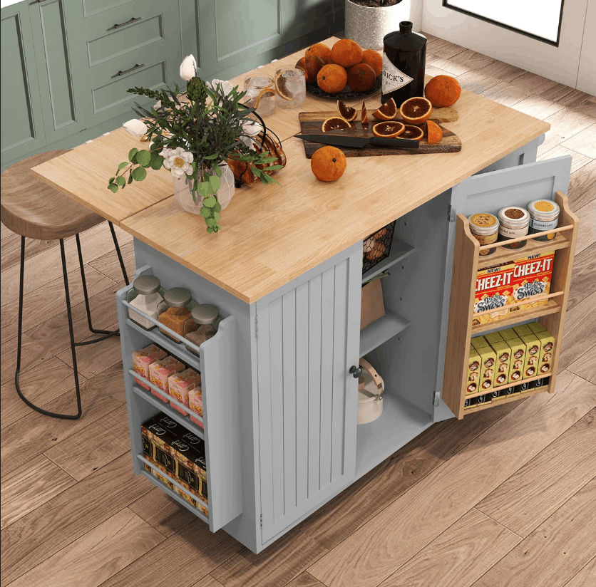 Greenline Interiors Zaks Kitchen Island Gray
