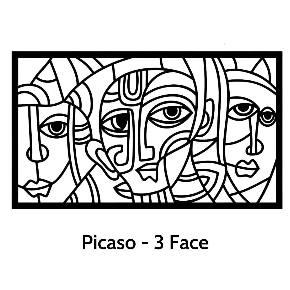 Picasso 3 Faces in Powder Coated Matt Black with 20mm 90Deg bent frame size 1500 x 1000mm