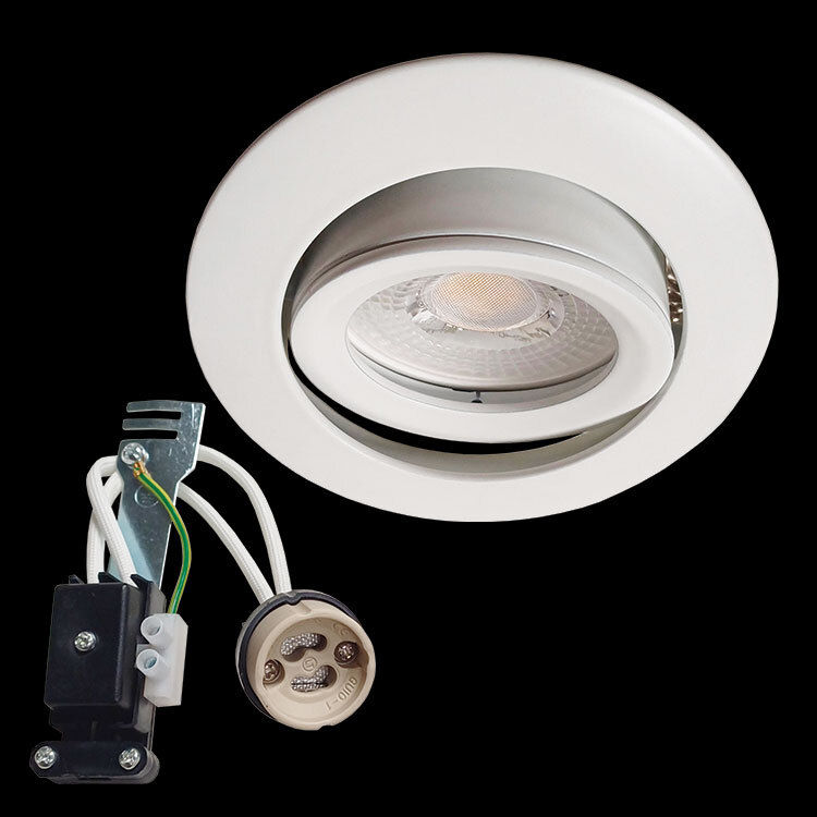 230v 10W GU10 Die-Cast Aluminium Bevelled Round Tilt Downlight