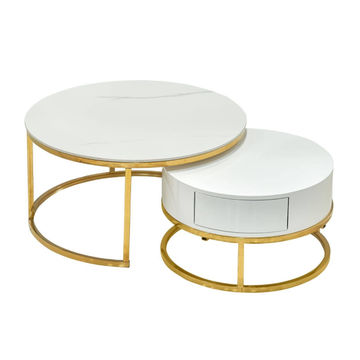 EFURN- Mimi marble top nesting coffee table